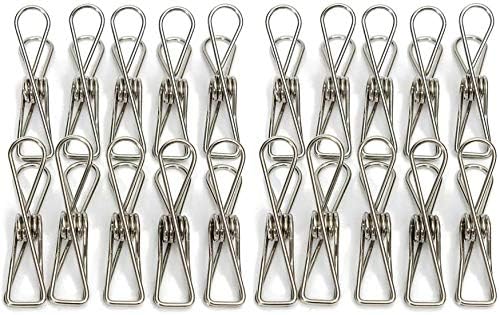 316 Marine Grade Stainless Steel Pegs (Pack of 40), 5.5x1.3x2.5 cm, 1.7mm thickness Multipurpose Wire Pins, Metal Hanging Clips for Laundry, Clothes, Towels, Socks, Pictures, Paper