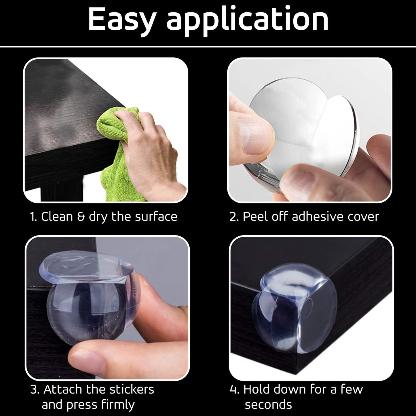 Corner Protector (Pack of 24) - Table Corner Guards for Baby, Kids, Toddlers, Child Safety - Baby Proofing Edge Protectors for Furniture, Non-Toxic Adhesive Clear Round Bumpers