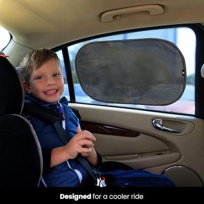Direct From Factory Car Window Sun Shade (4 Pack) - 20"x12" (50x30cm) Storage Pouch Included - Cling Sunshade for Car Side Windows - Sun, Glare & UV Rays Protection for Baby, Child - Easy Installation