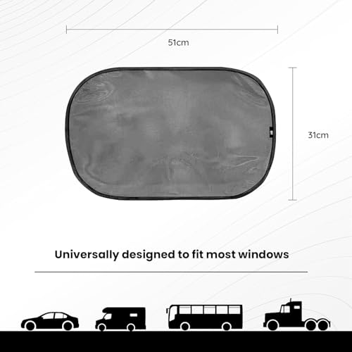 Direct From Factory Car Window Sun Shade (4 Pack) - 20"x12" (50x30cm) Storage Pouch Included - Cling Sunshade for Car Side Windows - Sun, Glare & UV Rays Protection for Baby, Child - Easy Installation