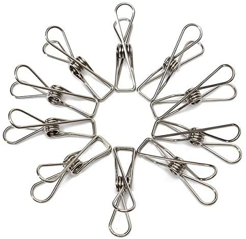 316 Marine Grade Stainless Steel Pegs (Pack of 40), 5.5x1.3x2.5 cm, 1.7mm thickness Multipurpose Wire Pins, Metal Hanging Clips for Laundry, Clothes, Towels, Socks, Pictures, Paper
