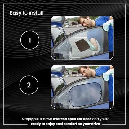 Direct From Factory Car Window Sun Shade (4 Pack) - 20"x12" (50x30cm) Storage Pouch Included - Cling Sunshade for Car Side Windows - Sun, Glare & UV Rays Protection for Baby, Child - Easy Installation