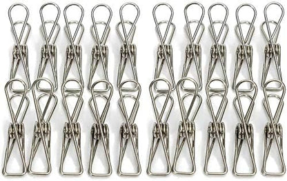 316 Marine Grade Stainless Steel Pegs (Pack of 40), 5.5x1.3x2.5 cm, 1.7mm thickness Multipurpose Wire Pins, Metal Hanging Clips for Laundry, Clothes, Towels, Socks, Pictures, Paper