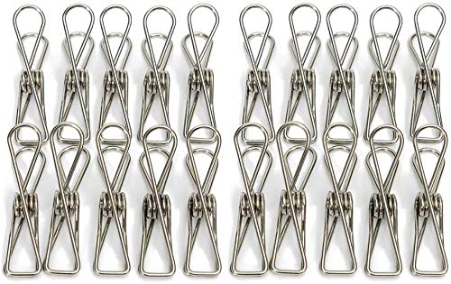316 Marine Grade Stainless Steel Pegs (Pack of 40), 5.5x1.3x2.5 cm, 1.7mm thickness Multipurpose Wire Pins, Metal Hanging Clips for Laundry, Clothes, Towels, Socks, Pictures, Paper