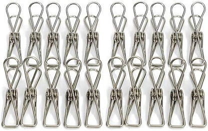 316 Marine Grade Stainless Steel Pegs (Pack of 40), 5.5x1.3x2.5 cm, 1.7mm thickness Multipurpose Wire Pins, Metal Hanging Clips for Laundry, Clothes, Towels, Socks, Pictures, Paper