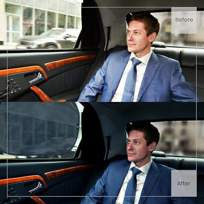 Direct From Factory Car Window Sun Shade (4 Pack) - 20"x12" (50x30cm) Storage Pouch Included - Cling Sunshade for Car Side Windows - Sun, Glare & UV Rays Protection for Baby, Child - Easy Installation