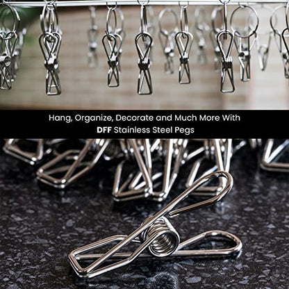 DIRECT FROM FACTORY Stainless Steel Pegs (Pack of 80) – 5.5x1.3x2.5 cm, Metal Hanging Clips for Clothes, Towels, Socks, Pictures, Paper – Heavy Duty, Windproof, Multipurpose Wire Pins for Laundry