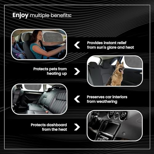 Direct From Factory Car Window Sun Shade (4 Pack) - 20"x12" (50x30cm) Storage Pouch Included - Cling Sunshade for Car Side Windows - Sun, Glare & UV Rays Protection for Baby, Child - Easy Installation