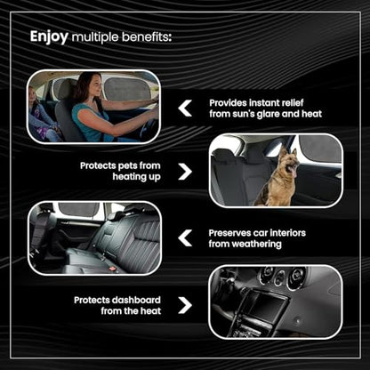 Direct From Factory Car Window Sun Shade (4 Pack) - 20"x12" (50x30cm) Storage Pouch Included - Cling Sunshade for Car Side Windows - Sun, Glare & UV Rays Protection for Baby, Child - Easy Installation