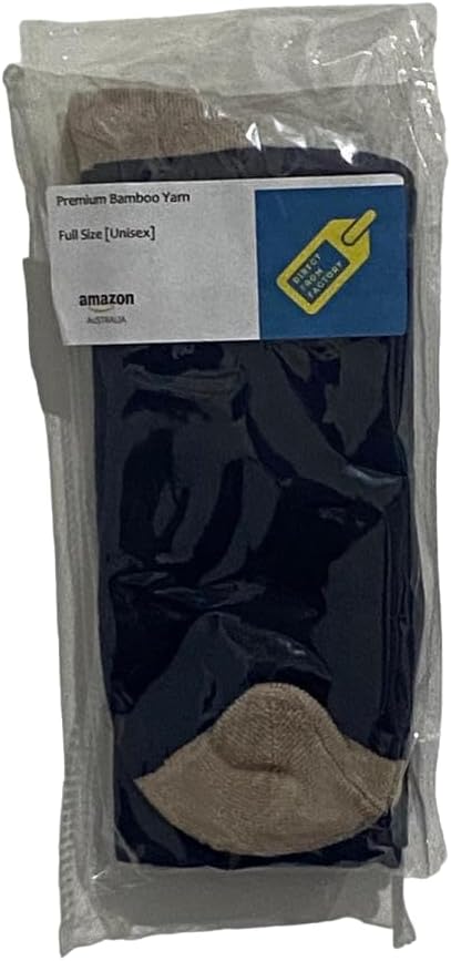 DIRECT FROM FACTORY Men’s & Women’s Bamboo Crew Socks - Breathable & Moisture Wicking Unisex Socks for Work, Sports, Outdoor, Office – Reinforced Toe & Heels – Navy Blue – Free Size
