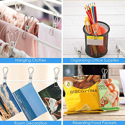 DIRECT FROM FACTORY Stainless Steel Pegs (Pack of 80) – 5.5x1.3x2.5 cm, Metal Hanging Clips for Clothes, Towels, Socks, Pictures, Paper – Heavy Duty, Windproof, Multipurpose Wire Pins for Laundry