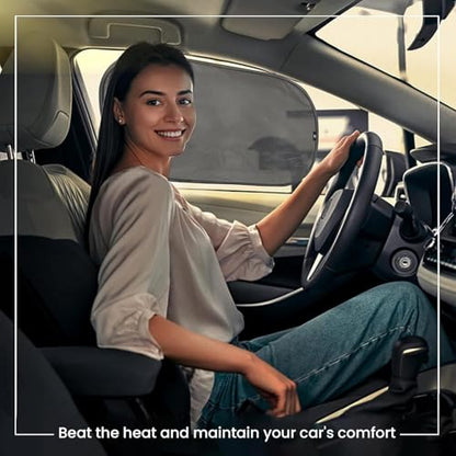 Direct From Factory Car Window Sun Shade (4 Pack) - 20"x12" (50x30cm) Storage Pouch Included - Cling Sunshade for Car Side Windows - Sun, Glare & UV Rays Protection for Baby, Child - Easy Installation