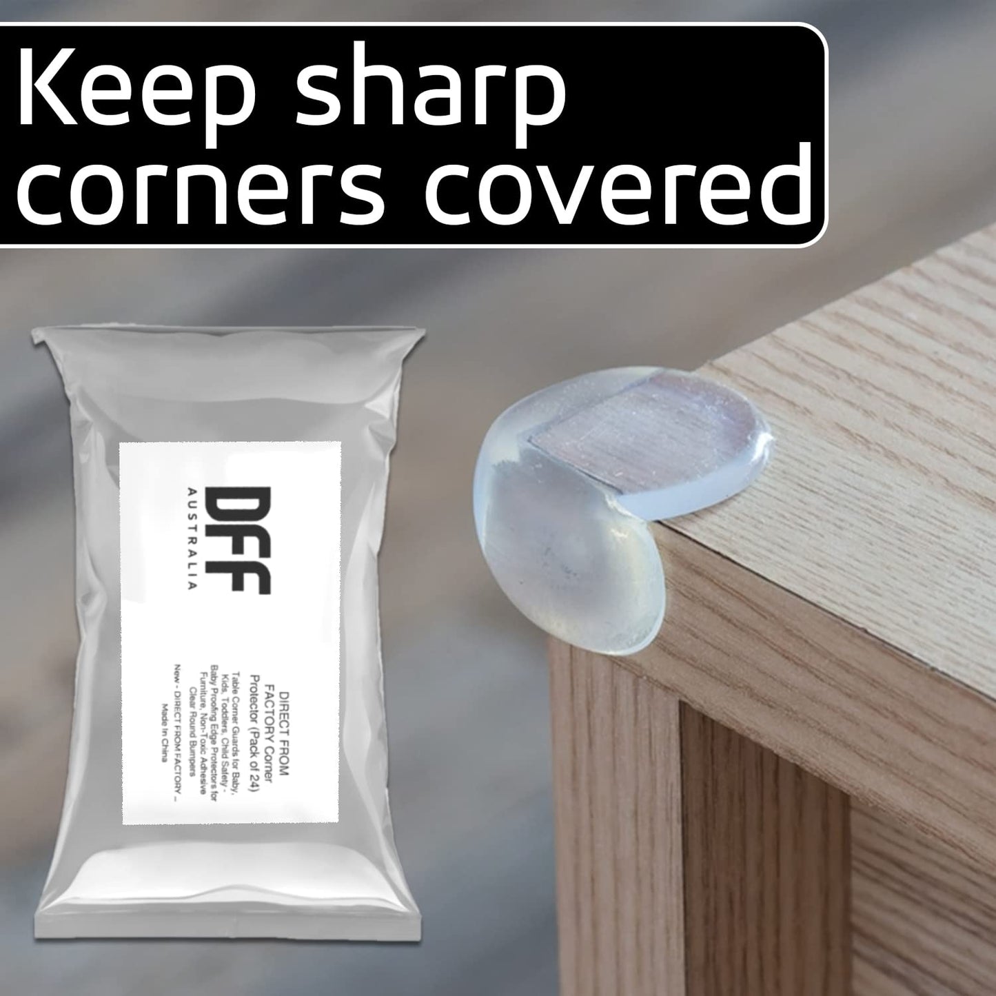 Corner Protector (Pack of 24) - Table Corner Guards for Baby, Kids, Toddlers, Child Safety - Baby Proofing Edge Protectors for Furniture, Non-Toxic Adhesive Clear Round Bumpers