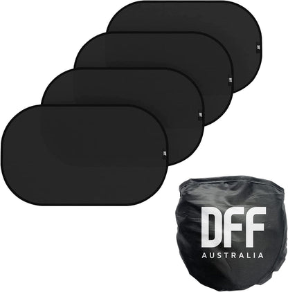 Direct From Factory Car Window Sun Shade (4 Pack) - 20"x12" (50x30cm) Storage Pouch Included - Cling Sunshade for Car Side Windows - Sun, Glare & UV Rays Protection for Baby, Child - Easy Installation