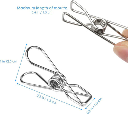 316 Marine Grade Stainless Steel Pegs (Pack of 40), 5.5x1.3x2.5 cm, 1.7mm thickness Multipurpose Wire Pins, Metal Hanging Clips for Laundry, Clothes, Towels, Socks, Pictures, Paper