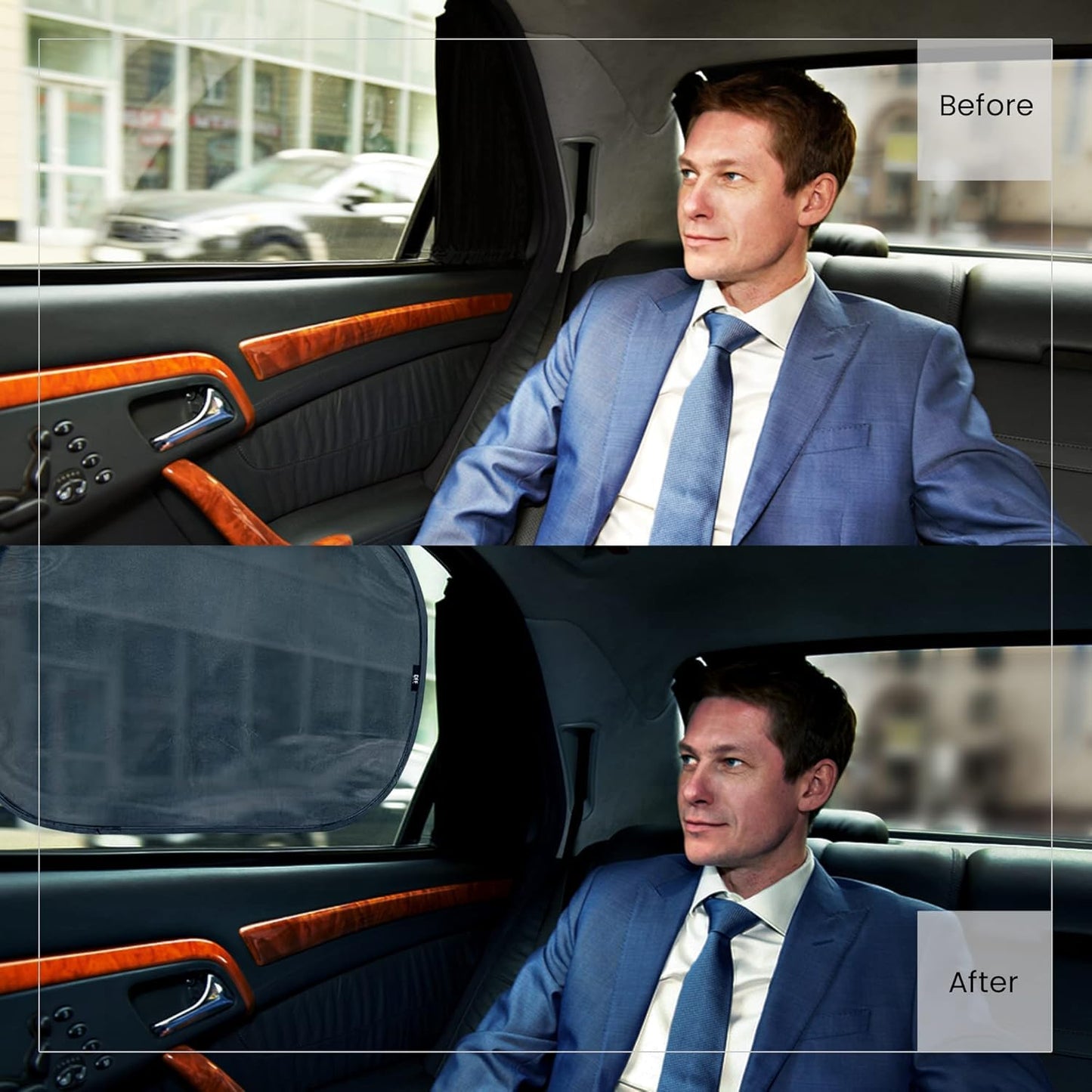 Direct From Factory Car Window Sun Shade (4 Pack) - 20"x12" (50x30cm) Storage Pouch Included - Cling Sunshade for Car Side Windows - Sun, Glare & UV Rays Protection for Baby, Child - Easy Installation