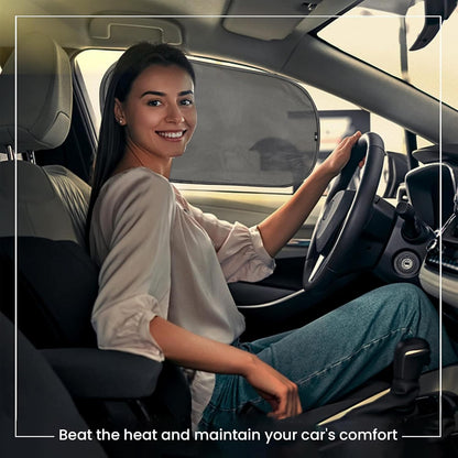 Direct From Factory Car Window Sun Shade (4 Pack) - 20"x12" (50x30cm) Storage Pouch Included - Cling Sunshade for Car Side Windows - Sun, Glare & UV Rays Protection for Baby, Child - Easy Installation