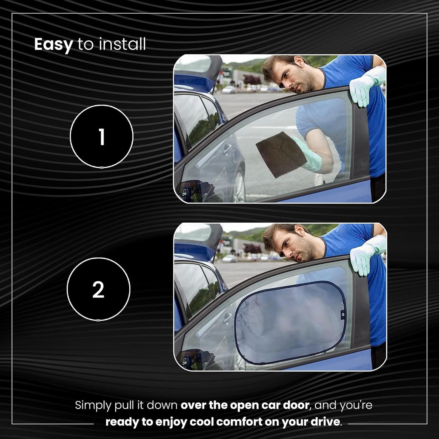Direct From Factory Car Window Sun Shade (4 Pack) - 20"x12" (50x30cm) Storage Pouch Included - Cling Sunshade for Car Side Windows - Sun, Glare & UV Rays Protection for Baby, Child - Easy Installation