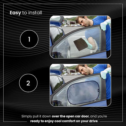 Direct From Factory Car Window Sun Shade (4 Pack) - 20"x12" (50x30cm) Storage Pouch Included - Cling Sunshade for Car Side Windows - Sun, Glare & UV Rays Protection for Baby, Child - Easy Installation