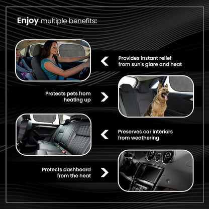 Direct From Factory Car Window Sun Shade (4 Pack) - 20"x12" (50x30cm) Storage Pouch Included - Cling Sunshade for Car Side Windows - Sun, Glare & UV Rays Protection for Baby, Child - Easy Installation