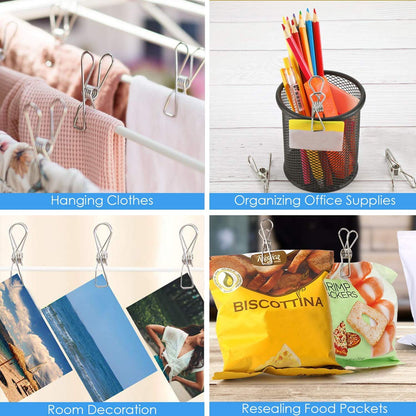 316 Marine Grade Stainless Steel Pegs (Pack of 40), 5.5x1.3x2.5 cm, 1.7mm thickness Multipurpose Wire Pins, Metal Hanging Clips for Laundry, Clothes, Towels, Socks, Pictures, Paper