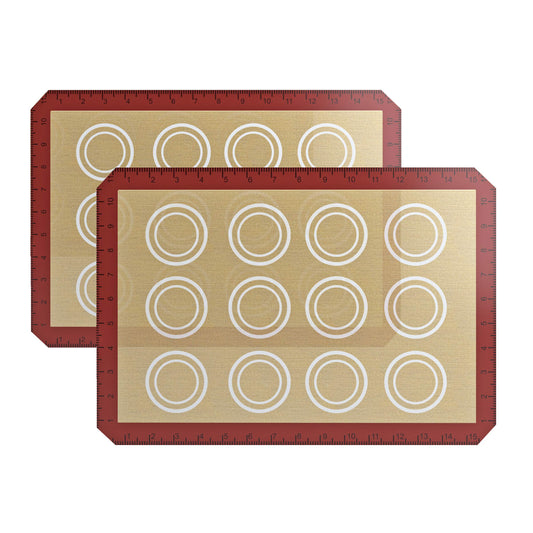 DIRECT FROM FACTORY Silicone Baking Mat (Pack of 2) – Oven Dough Rolling Sheet for Macaron, Macaroon, Macron, Pastry, Bread, Bake Pans, Counter, Pizza - Non Stick Reusable Heat Resistant Tray Liner