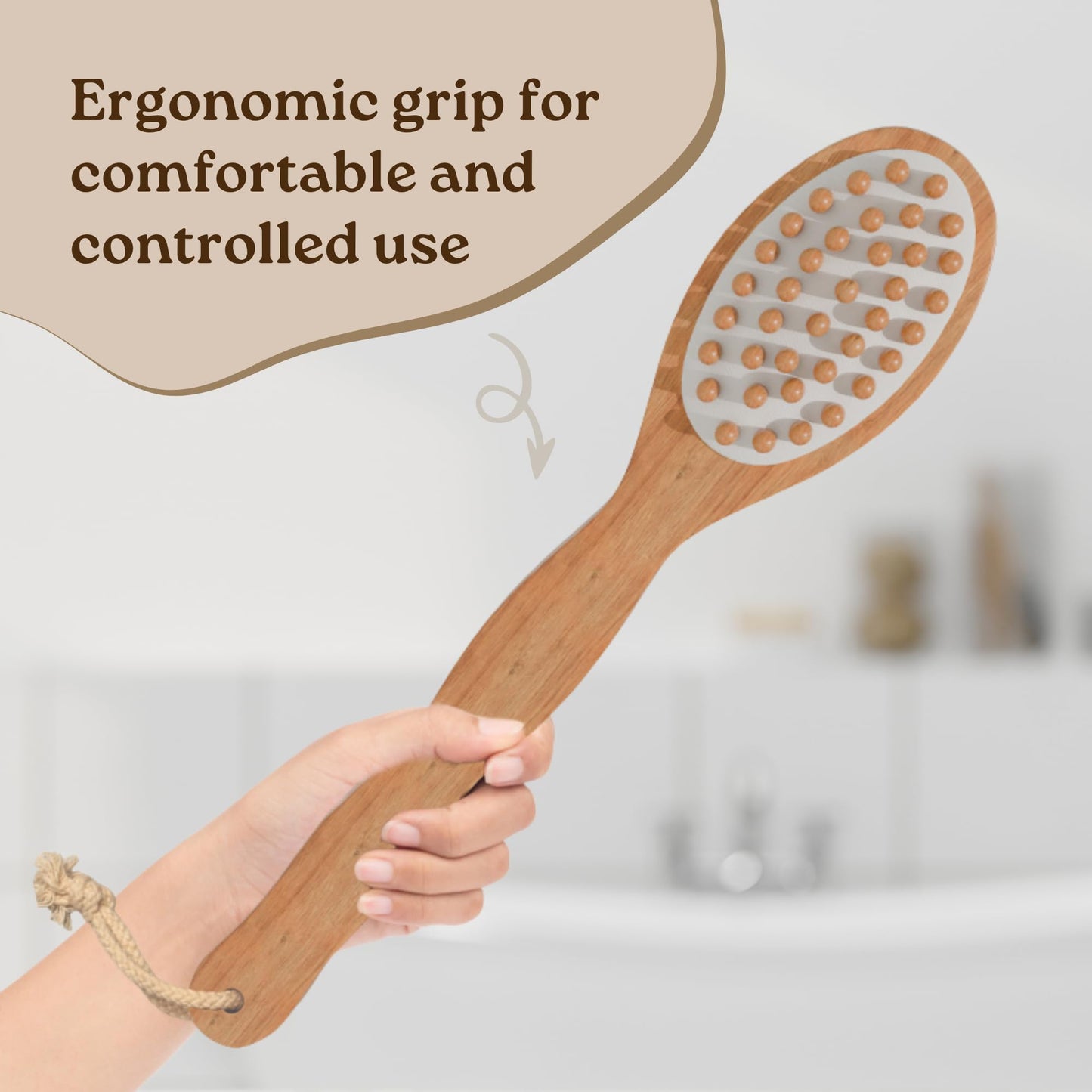 Bamboo body brush with ergonomic grip