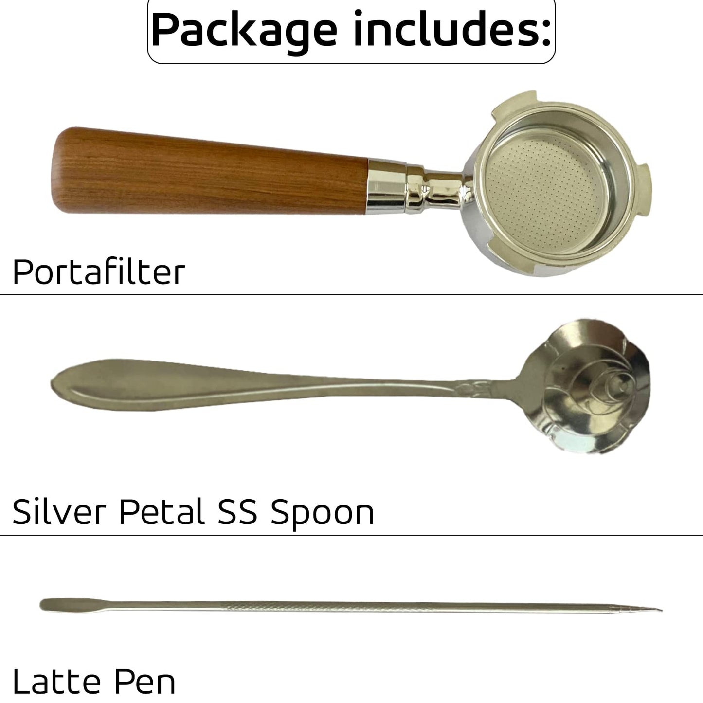 Bottomless portafilter set package details