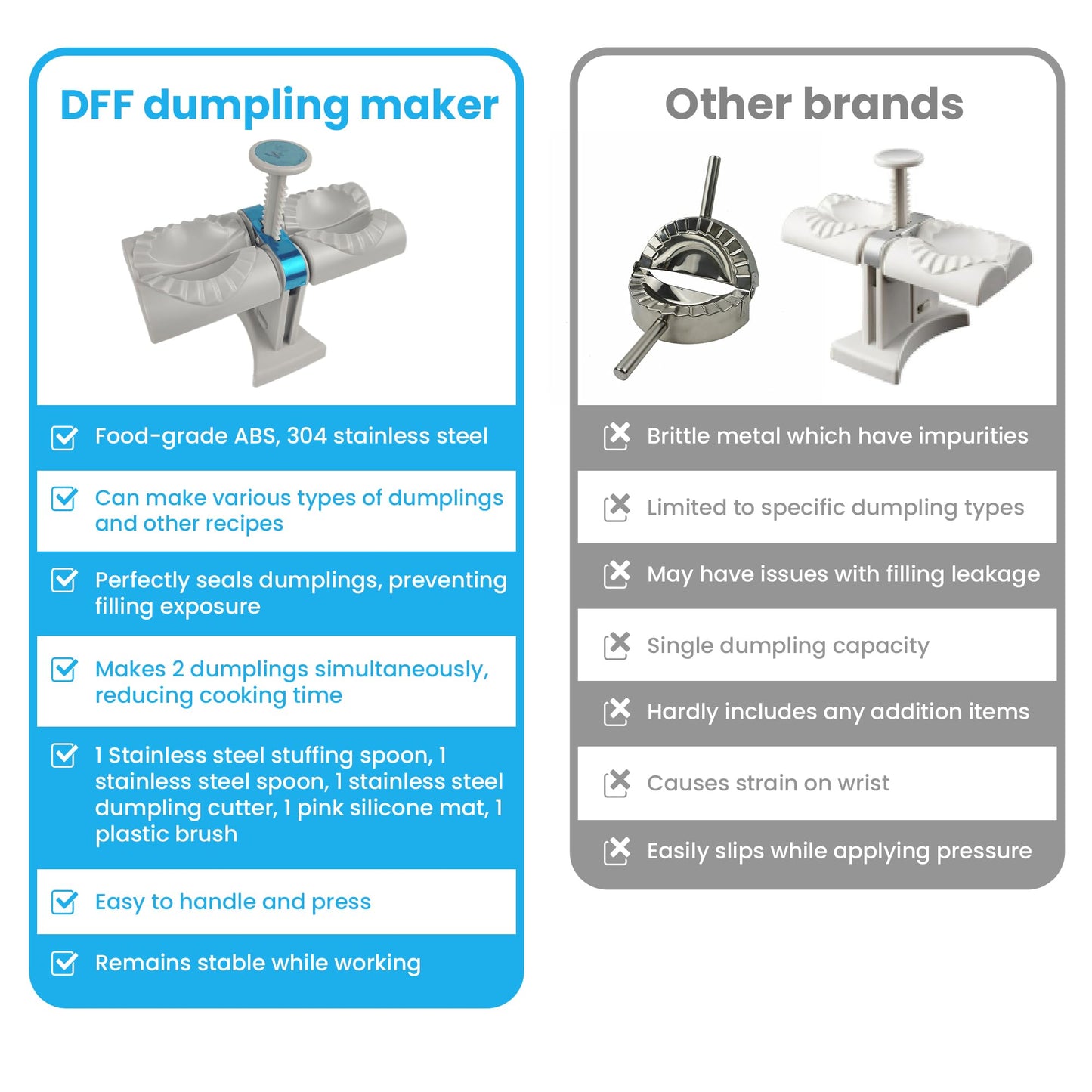 DFF Dumpling Maker Machine features