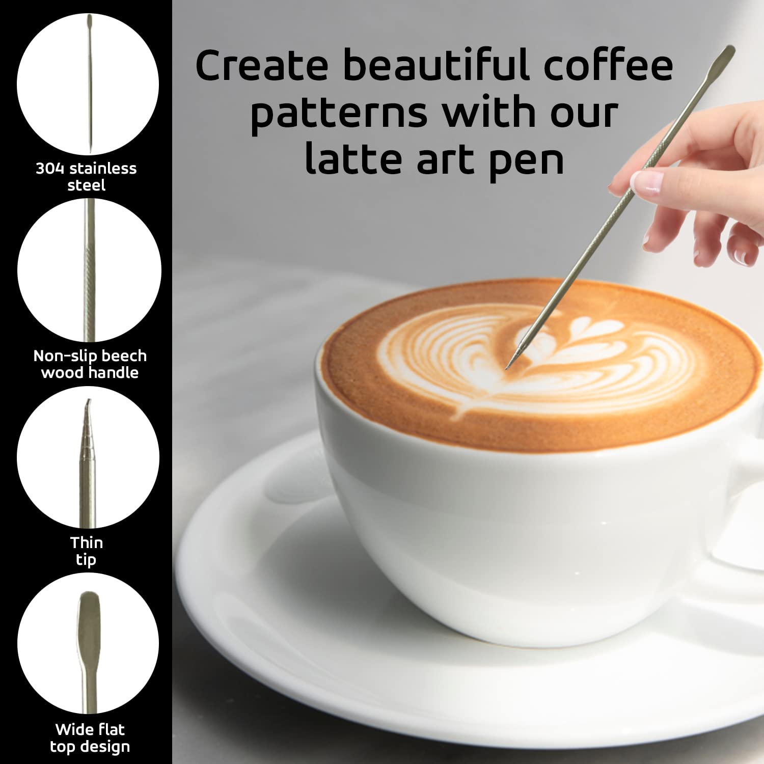 Latte art pen for coffee patterns