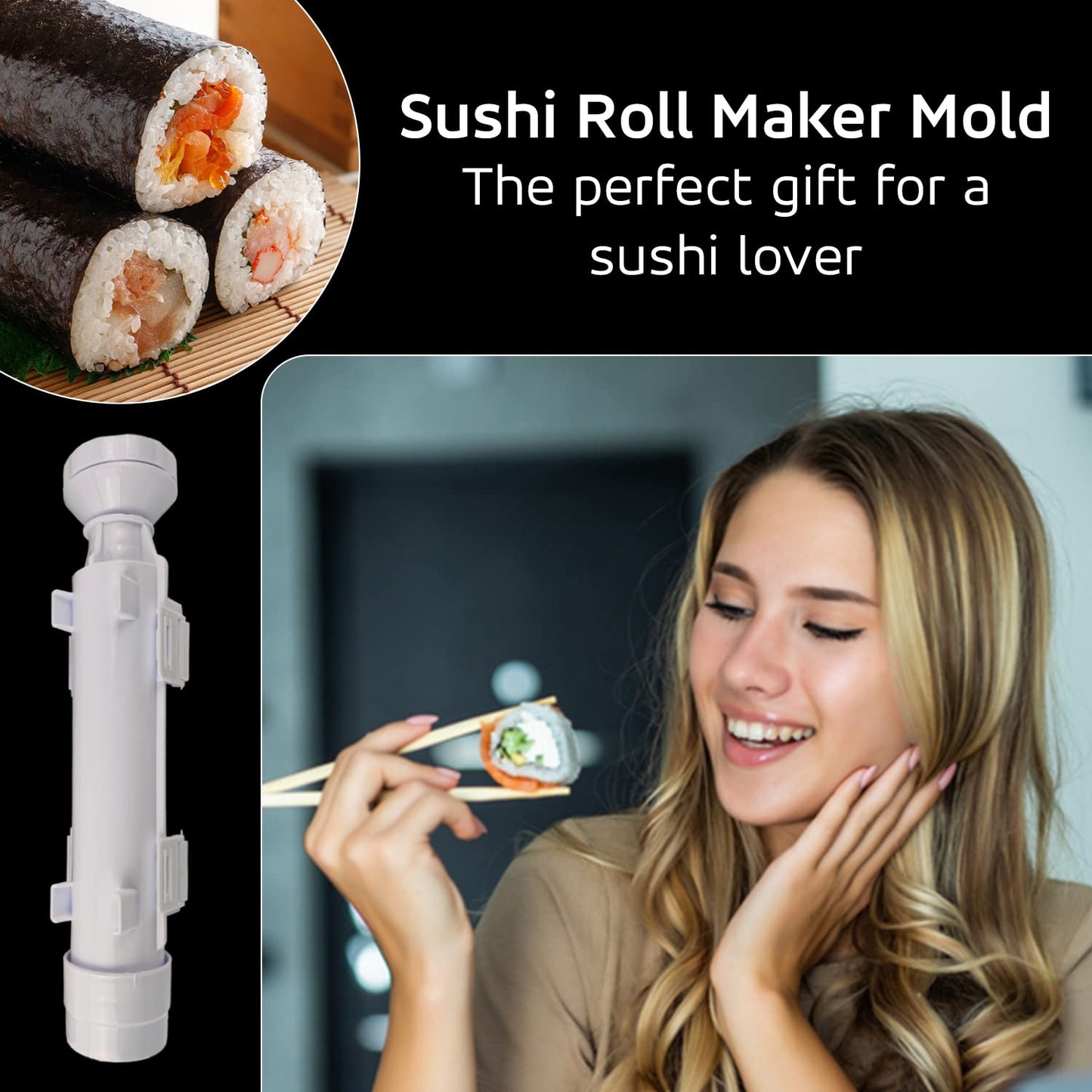 Sushi maker with roll maker mold